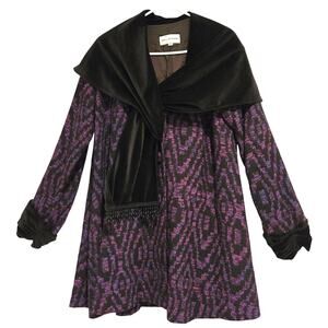Vintage Belladonna Italian Wool Blend Swing Coat Velvet Shawl Collar & Cuffs